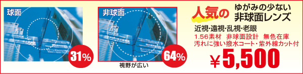 歪みの少ない非球面レンズ ¥5,500